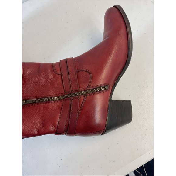 Frye Ankle Boots 9.5 Red Jackie Rivet Leather Boho Rustic Country Western - Picture 7 of 11